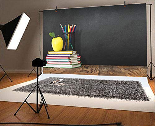 Leyiyi 5x3ft Welcome Back to School Backdrop School Season Old Classroom Banner Vintage Desk Blackboard Colored Pens Note Books Apple Photography Background Kids Portrait Studio Prop Vinyl Banner by Leyiyi - Used condition - Image 2