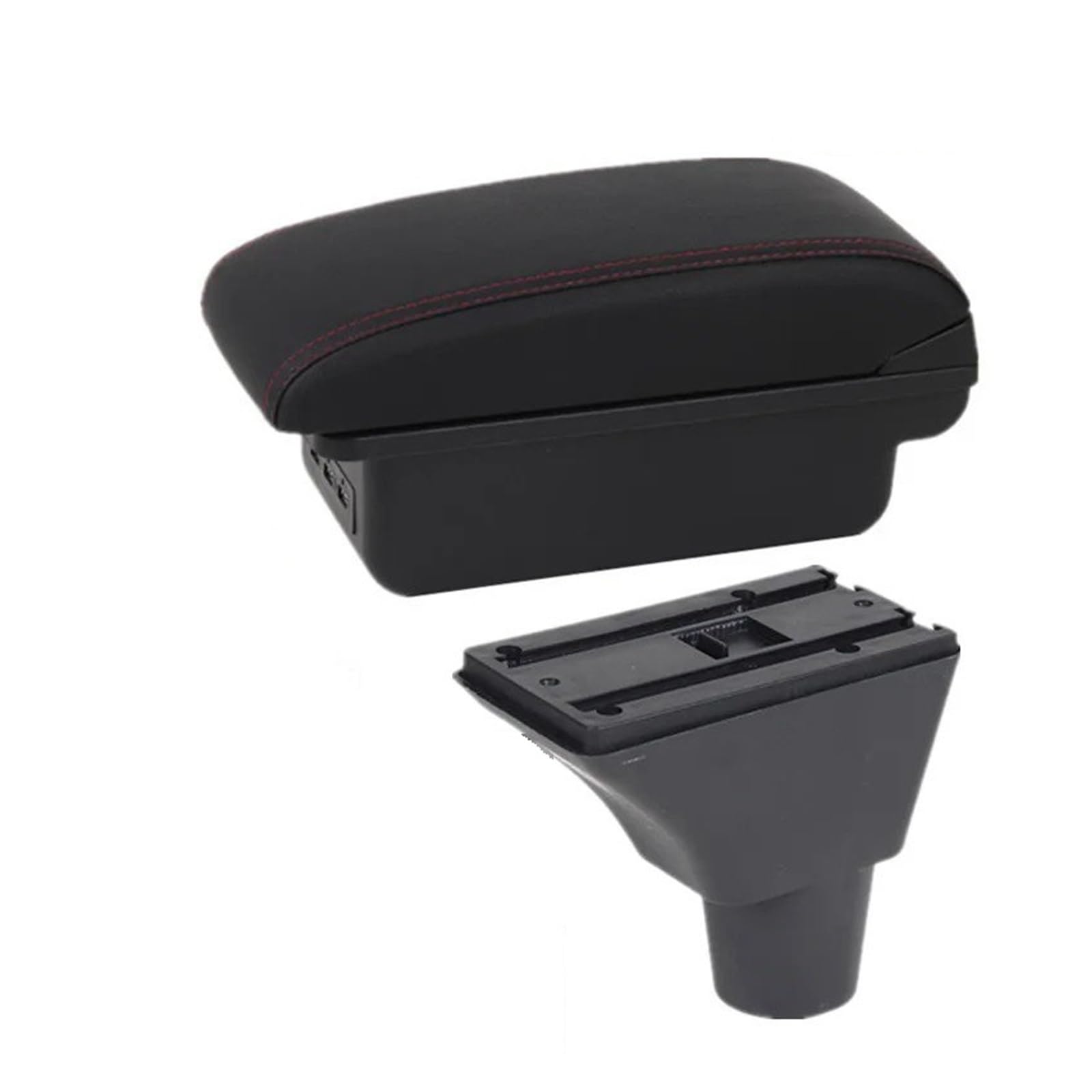 Hguvsjd Armrest Box For Citroen For C3 For C4 Armrest Storage Box Interior Dedicated Retrofit Parts Accessories Car Armrests(B red line 3USB)