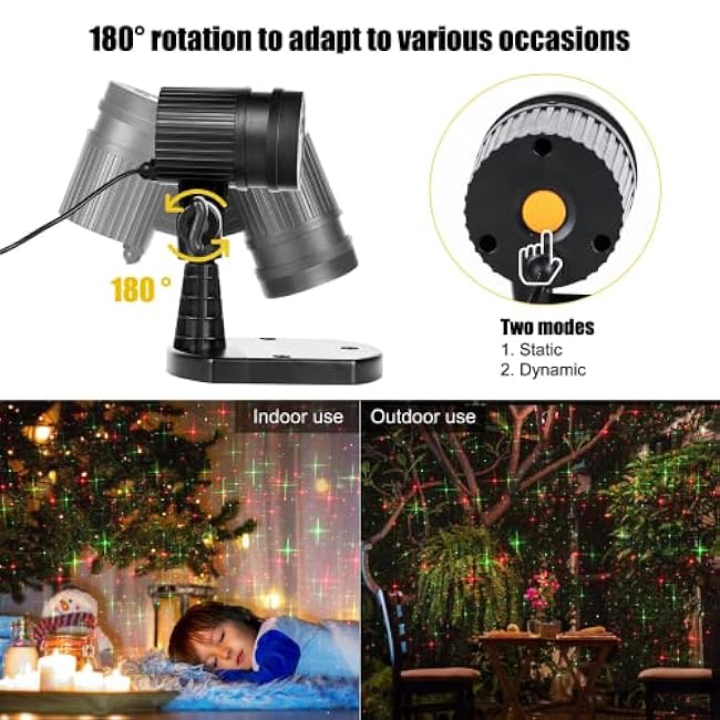 Christmas Projector Laser Lights Red and Green Starry Projection Light Plug in