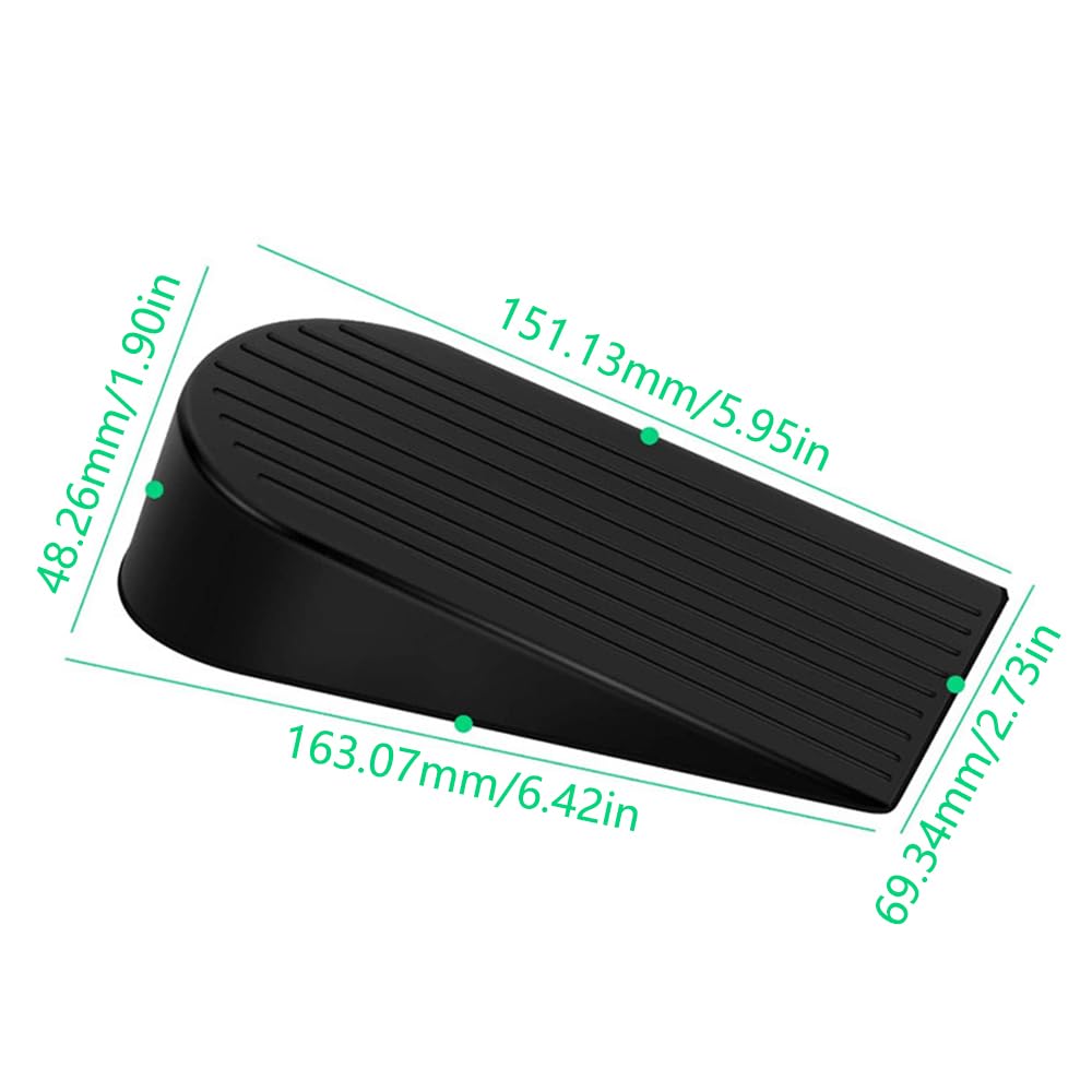 Extra Large Door Wedge, 2 Pack Rubber Door Stoppers, Durable Doorstop for Home Office Bedroom (Black) - Image 2