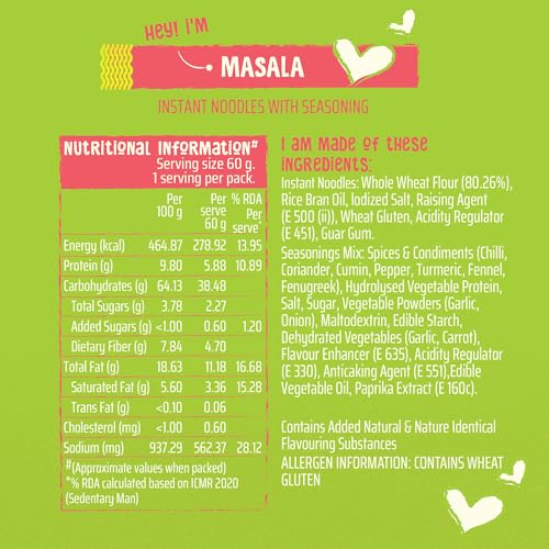 Image of Wickedgud Whole Wheat Masala Noodles 240g (Pack of 4) x 2 | No Maida | No Palm Oil | Source of Protein