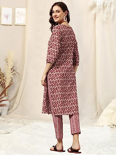 Image of MIRCHI FASHION Women's Straight Fit Fancy Rayon Jaipuri Foil Printed Kurta Set with Plazzo Pant