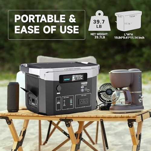 Solar Generator 1800W, 1536Wh Portable Power Station with 200W Solar Panel Included, Solar Powered Generator LiFePO4 (LFP) Battery for RV Camping Outdoor Home Emergency Backup, 2 Hours Fast Charging - Image 7
