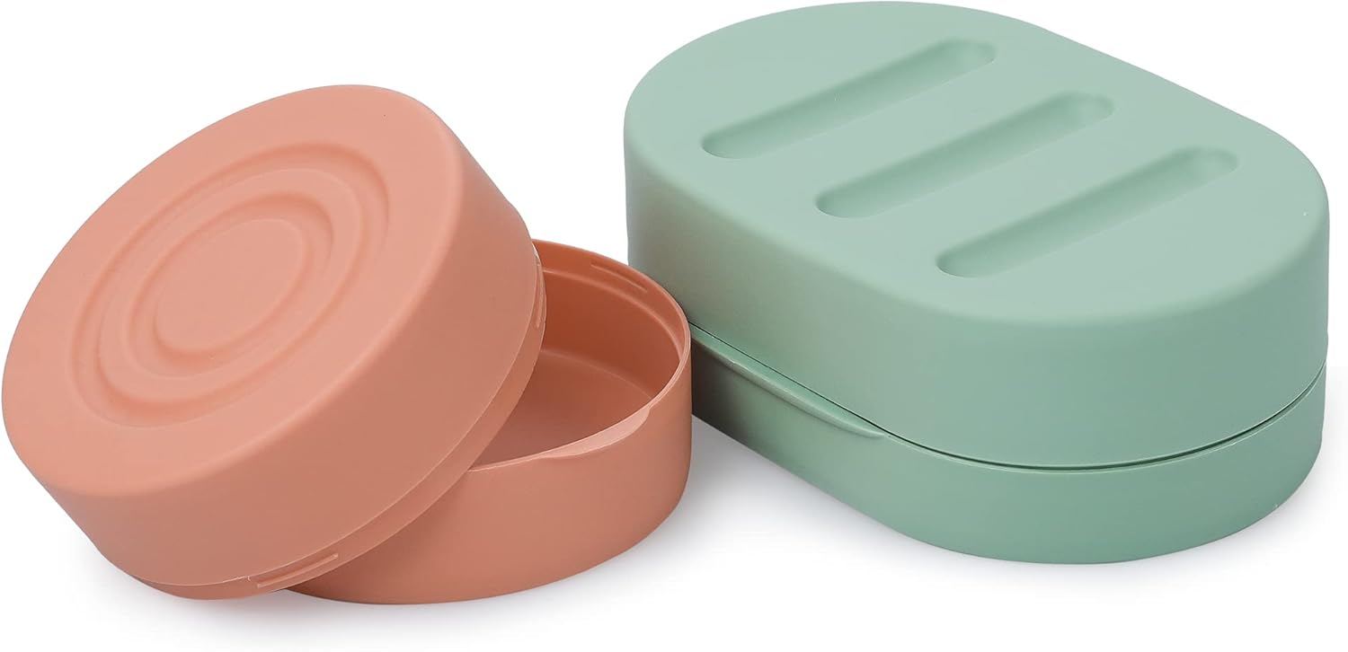 Travel Soap Container, 2 Pack Soap Dish with Lid, Portable