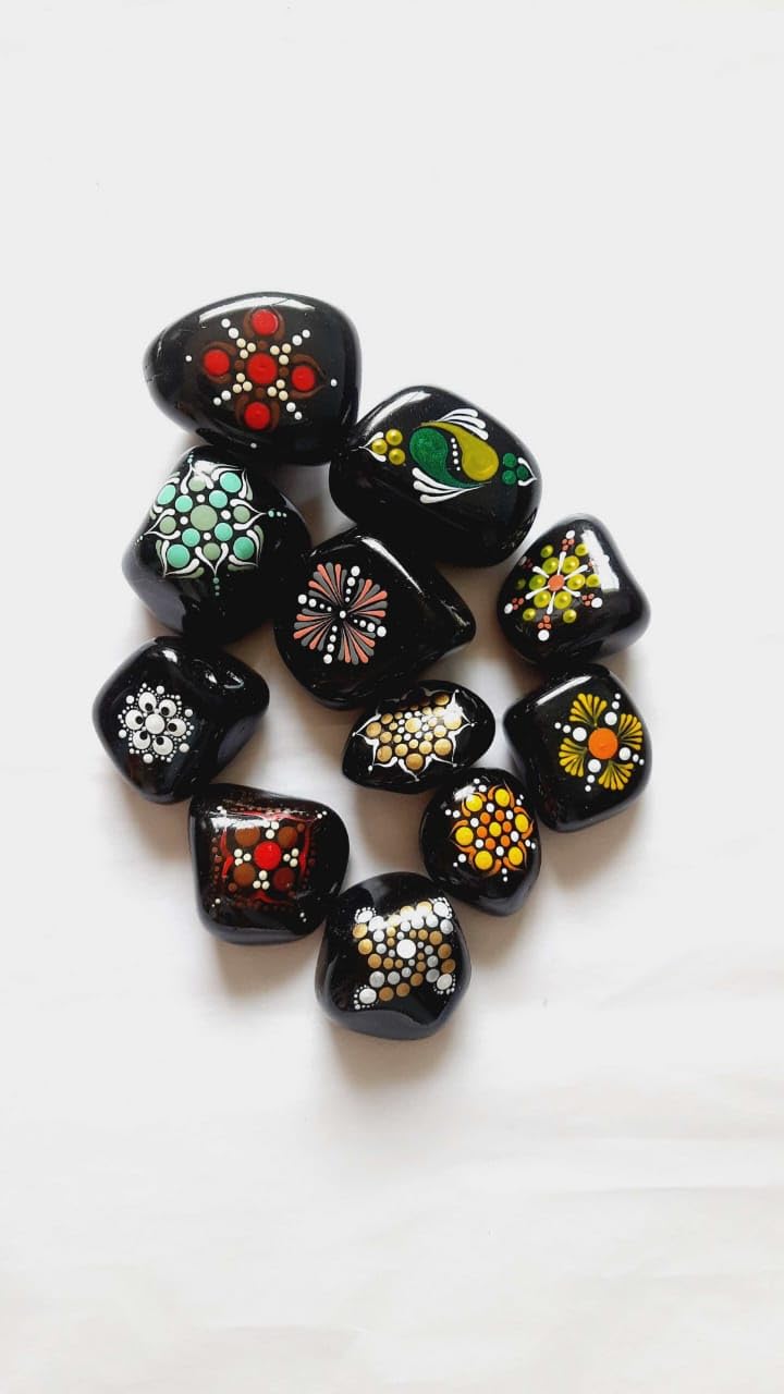Black Pebbles, Decorative Handpainted Dot Mandala Designed Pebbles, 6 Pebbles Set, Natural Stones. (B0C9X1PDJL) Amazon Price History, Amazon Price Tracker