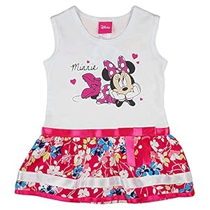 Minnie Mouse Robe pour bébé fille sans manches ou manches courtes Taille 68 74 80 86 92 98 104 110 116 122 Robe décontractée pour l’été 1 2 3 5 6 ans