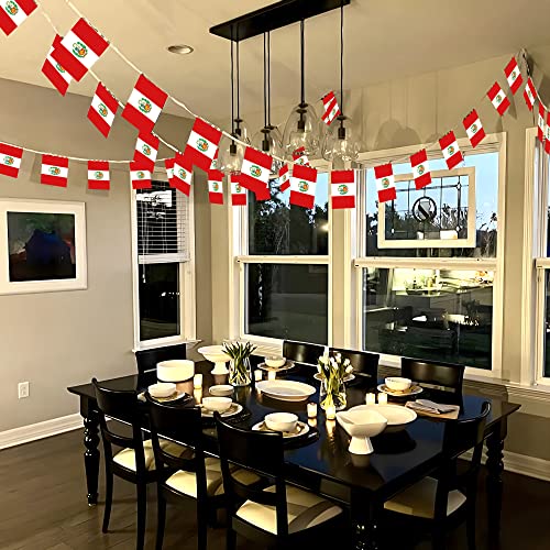 Image of Anley Peru String Flag Pennant Flags, Patriotic Events 28th of July Peruvian Independence Day Decoration Sports Bars - 33 Feet 38 Flags