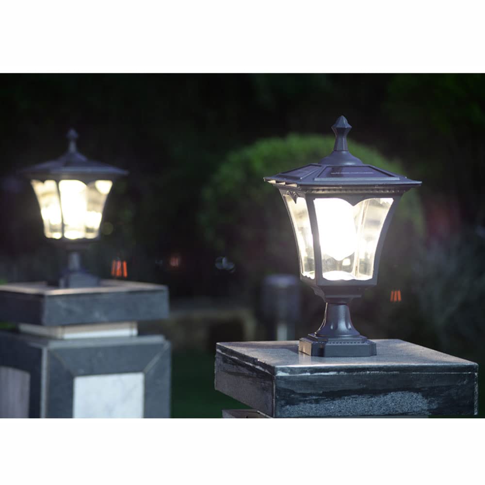 Solarna lampa słupkowa 16,5" z zewnętrzną osłoną słupka z podstawą montażową na molo, wodoodporny filar w prostym stylu europejskim, przezroczysty szklany abażur, lampion