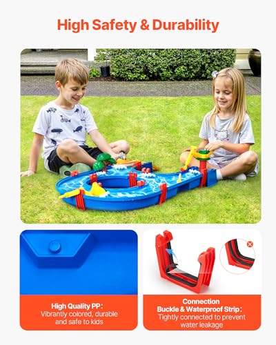 Image of VEVOR Water Table for Toddlers, Kids Activity Play Waterway, Outdoor Summer Water Park Playset with 39PCS Accessories for Backyard Lawn Beach, Activity Sensory Play Table for 3+ Years Boys Girls