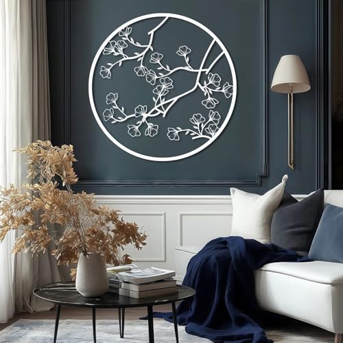 Décoration murale métal pour habiller un mur vide fleur blanche - 2