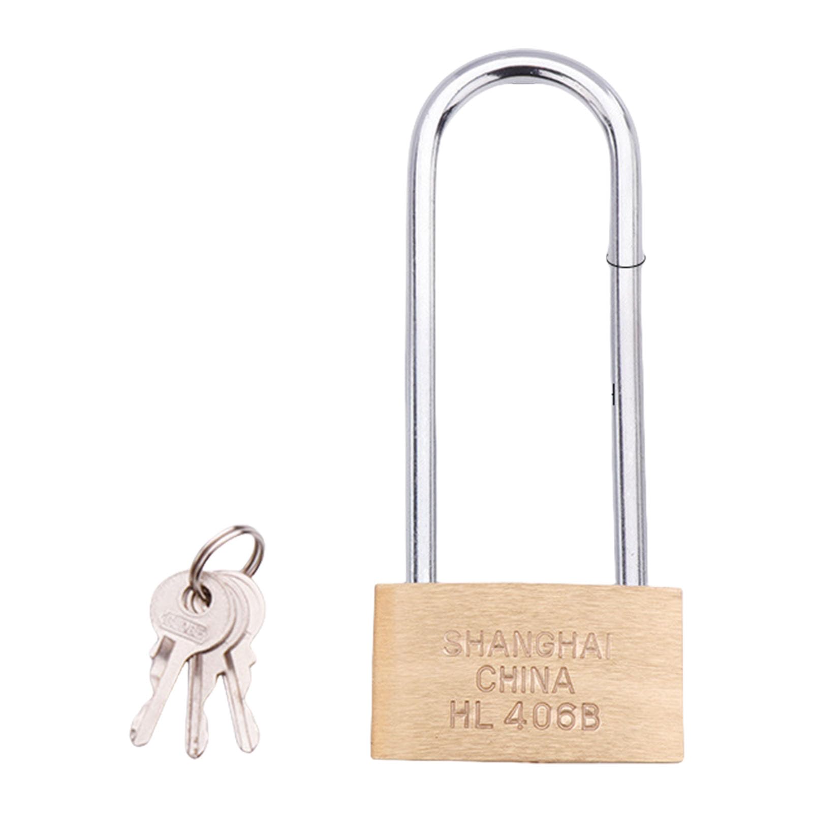 Practical Long Shackles Padlocks 4 Included Portable Weatherproof Brass for Garage Cabinets Sheds Use Brass Long Padlocks