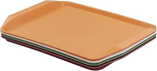 Miniatura 7 de Idotry - Bandejas de plástico para servir comida rápida, paquete de 4 bandejas rectangulares de plástico