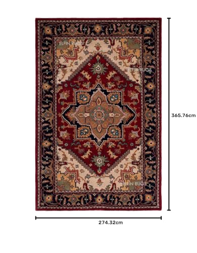 Image of 9x12 Ft Woolen Floor Rug - Oversized Hand-Tufted Wool Carpet for Elegant Home Interiors