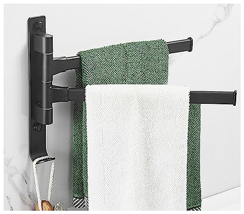 ELZEM Toalleros Barra De Pared Giratorio/Porta Toallas Baño De Acero Inoxidable De 2/3/4/5/brazo, Juego De Accesorios Montado En La Pared De Baño Y Cocina (Color : Black2 Rod)