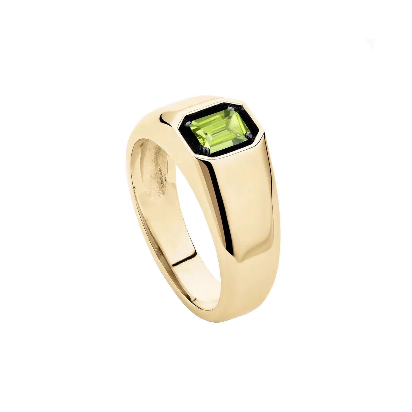10K 14K 18K Gold Men's 2 Carat Emerald Cut Gemstone Ring Custom Gemstone Birthstone Pinky Ring for Men Jewelry Gift for Him