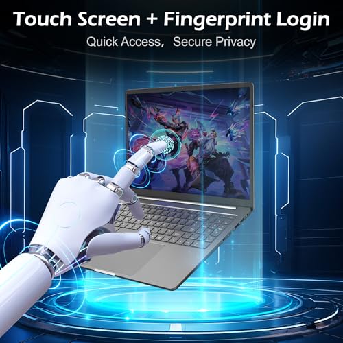 Image of 16 inch Touchscreen Laptop with 16GB RAM 512GB SSD, Win 11 Laptop Computer with Quad Core N95 Processor (Up to 3.4GHz),Backlit Keyboard, Fingerprint Reader, Metal case,BT5.2,for Students & Work
