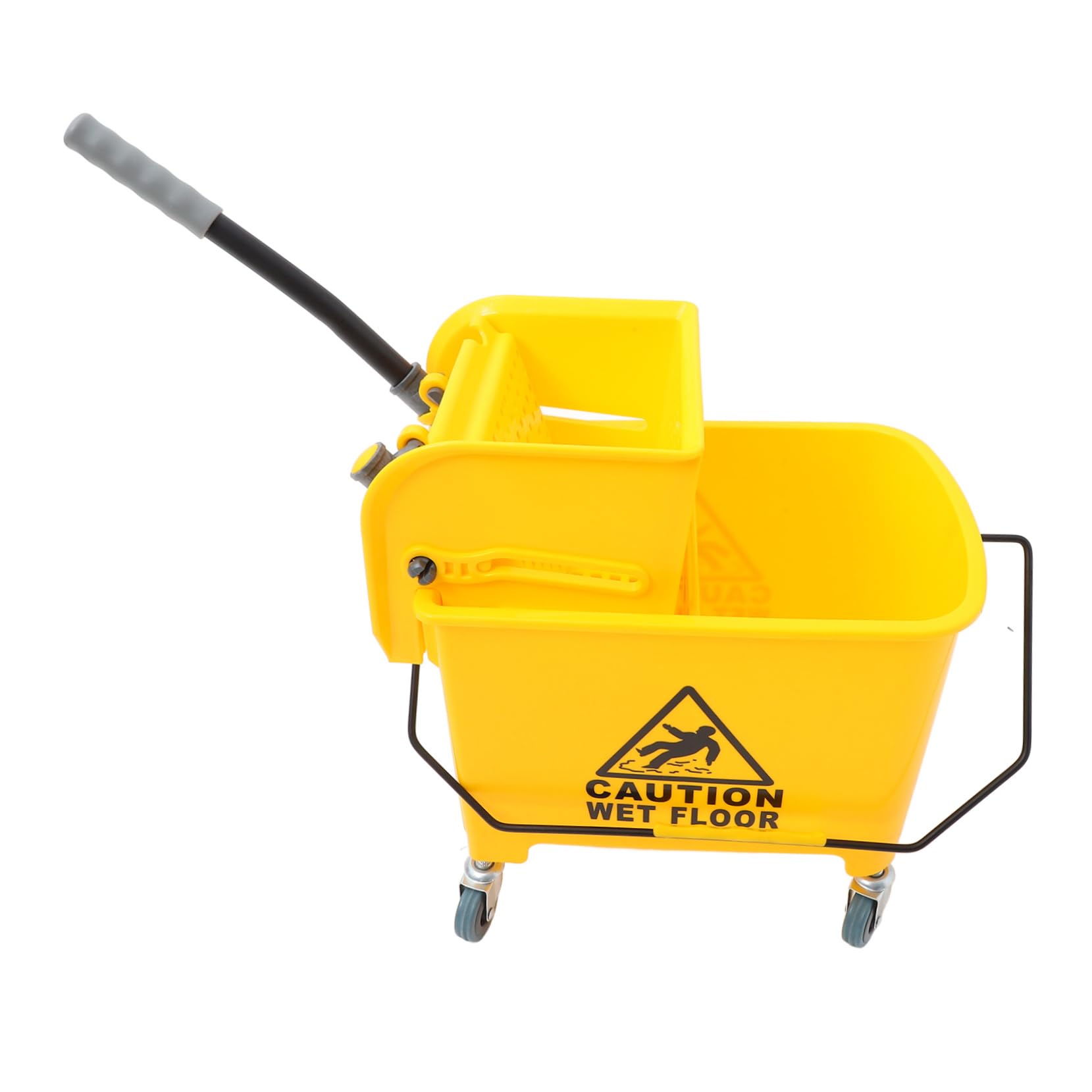 Mikikit Cubo de Fregona Comercial Ruedas 20l Plástico Prensa Lateral Movilidad Silenciosa Limpieza Hogar Industria Profesional Uso Seguridad Alta Color Aleatorio
