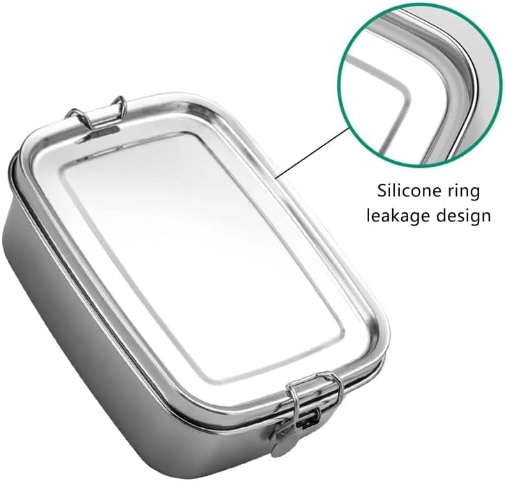 Miniatura 3 de ZHUHW Bento - Lonchera de metal a prueba de fugas contenedor Bento de 406fl oz apto para lavavajillas tapa de acero inoxidable
