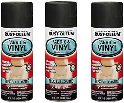 Rust-Oleum 248919-3PK Fabric & Vinyl Spray Paint, 11 oz, Flat Black, 3 Pack
