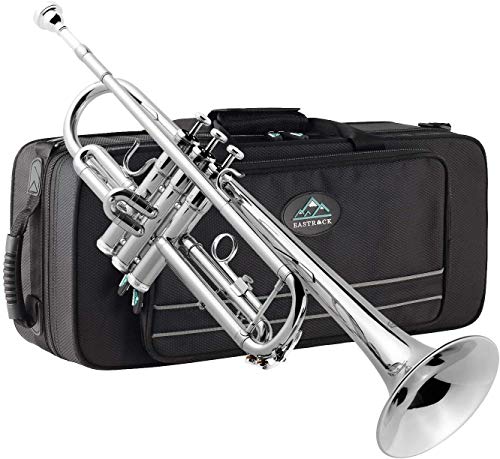 EastRock Trumpet Brass Standard Bb Trumpet Set for Beginner, Student with Hard Case