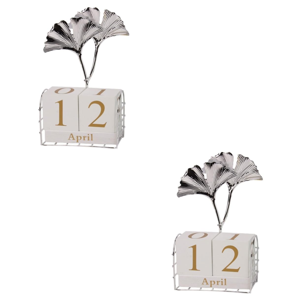 SHINEOFI 2pezzi Calendario Perpetuo Decorativo Da Scrivania Con Foglie Di Ginkgo Accessorio Rustico Per Ufficio e Casa Per Festività e Occasioni Speciali