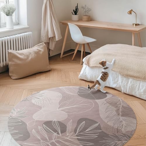 Tapis du sol vinyle rond PVC résistant à la rayure de sol de chambre et salon - 3