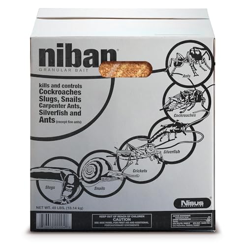 Nisus Niban Granular Bait Weather-Resistant Boric Acid Formula Ants Roaches Crickets Slugs & Snails Indoor/Outdoor Use 40 lbs