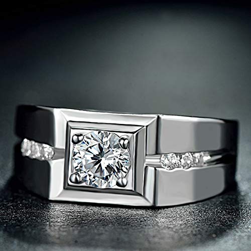 Bague homme en argent 925 avec zircone géométrique rectangulaire