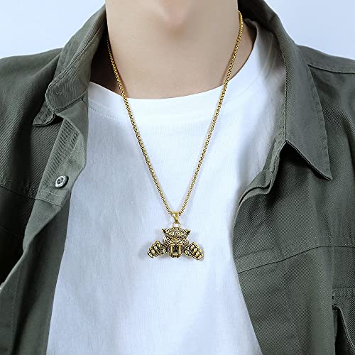 GulCean Tiger Necklace for Men Gold Stainless Steel Cool Punk Stylish Viking Anime Aesthetic Animal Fierce Tiger Head Pendant Necklace Nickel Free Non Tarnish Jewelry2
