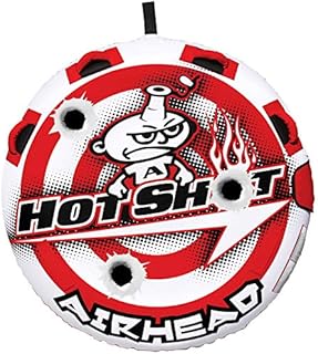 Airhead Hot Shot | 1-2 Rider Towable Tube for Boating, Red/White (AHHS-12)