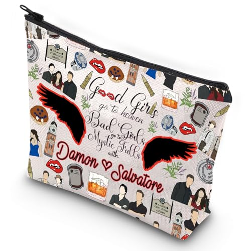 G2TUP The Vampired Inspired Cosmetic Bag Salvatore Brothers Fans Gift Bad Girls Go to Mystic-Falls Makeup Bag Vampired Brothers Merch(Good Heaven New)