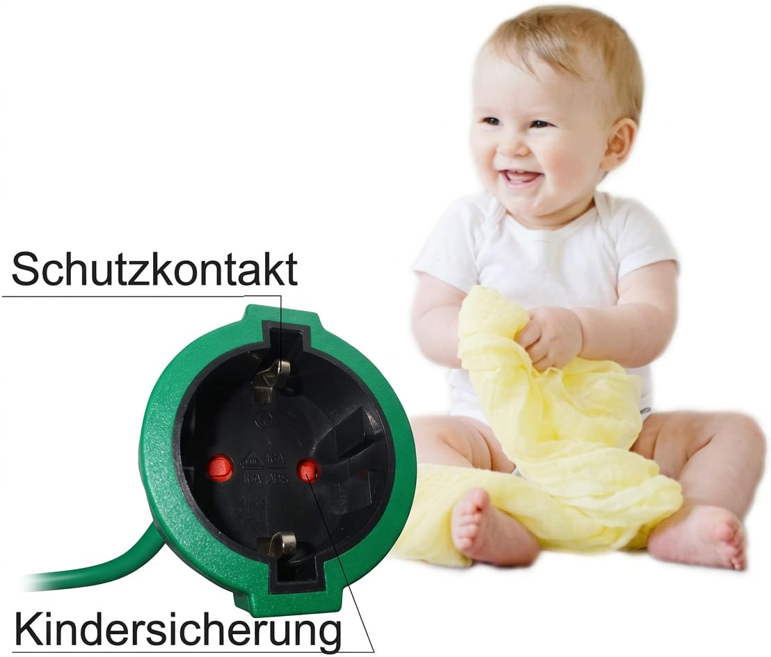 O&W Security 2er Set Verlängerungskabel Schuko 2x20 m – IP44 Innen/Außen, bis 3500 W, 2x1,5 mm², Spezialkunststoff-Ummantelung, grün, für Garten & Werkstatt