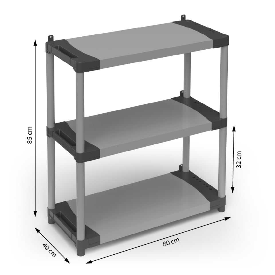 Estantería de resina exterior e interior Adventa modular de 3 estantes desmontables 4
