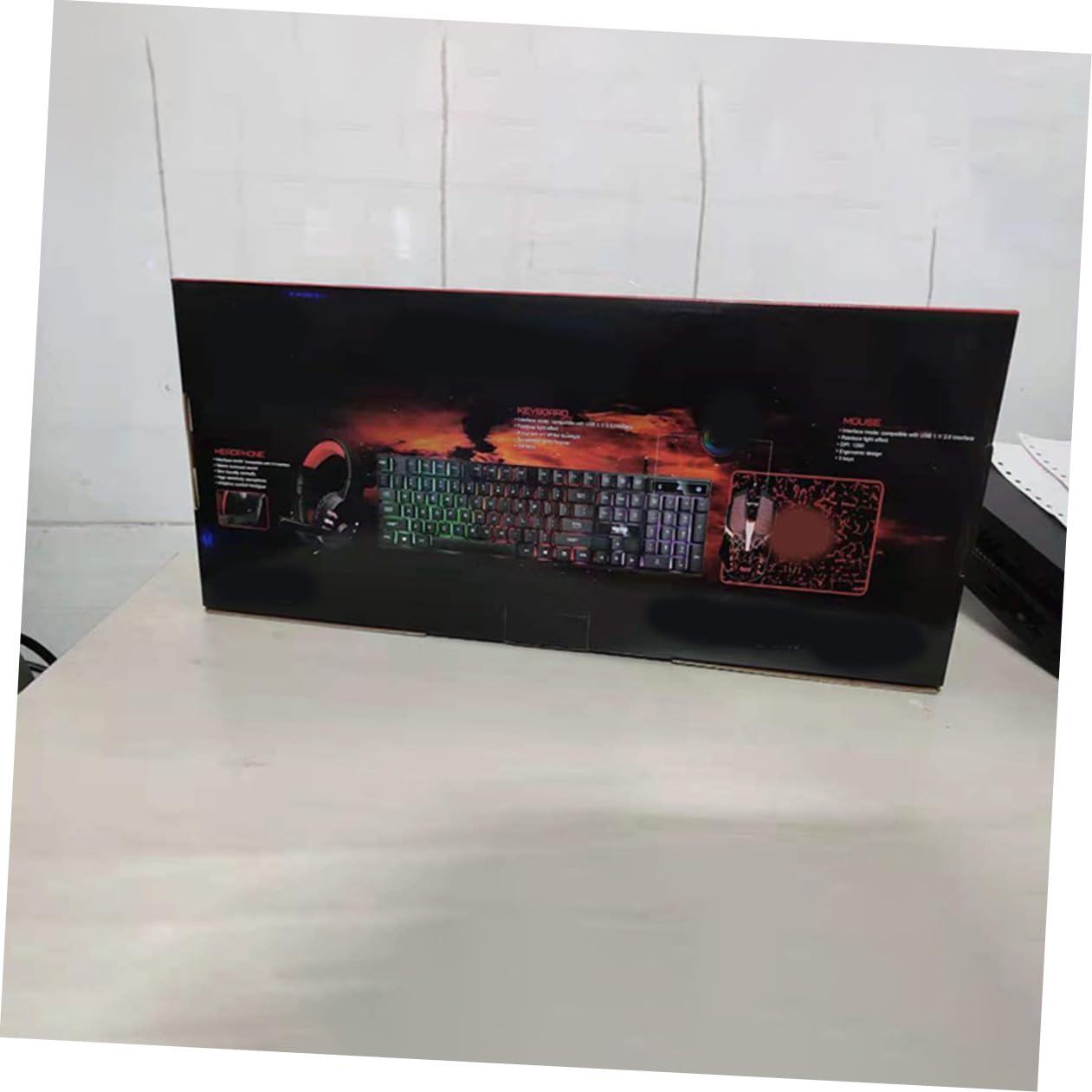 VANZACK Combo Teclado y Ratón para Gaming Cable, Teclado Retroiluminado de 104 Teclas y Alfombrilla Luz LED Respiración