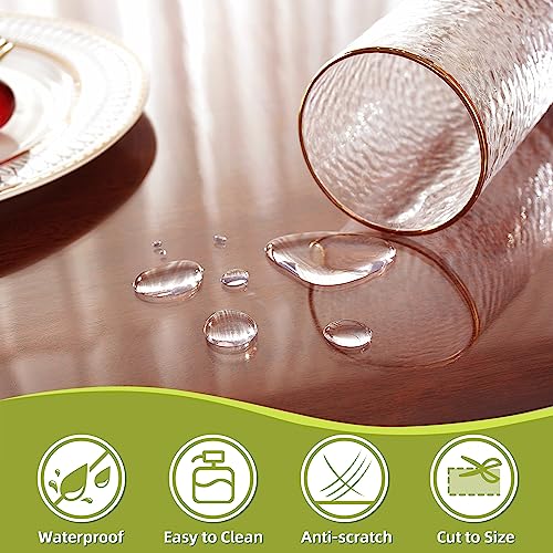 Image of OstepDecor Clear Table Cover Protector 28 x 72 Inch, 1.5mm Thick Plastic Table Cover, Dining Table Protector Pad, Waterproof & Easy Cleaning PVC Desk Mat for Dresser, Coffee & Kitchen Wooden Tabletop
