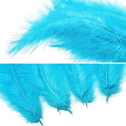 Tharaht 100Pcs Fluffy Turkey Marabou Feathers 4-6Inch For Craft Dream Catcher Decoration Natural Fluffy Turkey Marabou Feathers,Aqua Blue #TOP2