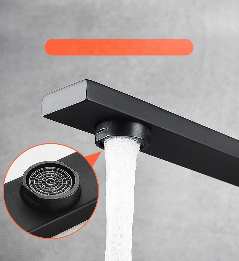 Cyrank Robinet De Lavabo De Salle De Bain, Robinet pour Lavabo De Salle De Bain, Robinet De Salle De Bain Noir en Acier Inoxydable Robinet De Lavabo Cascade Moderne pour Maison Hôtel 2 Tuyaux