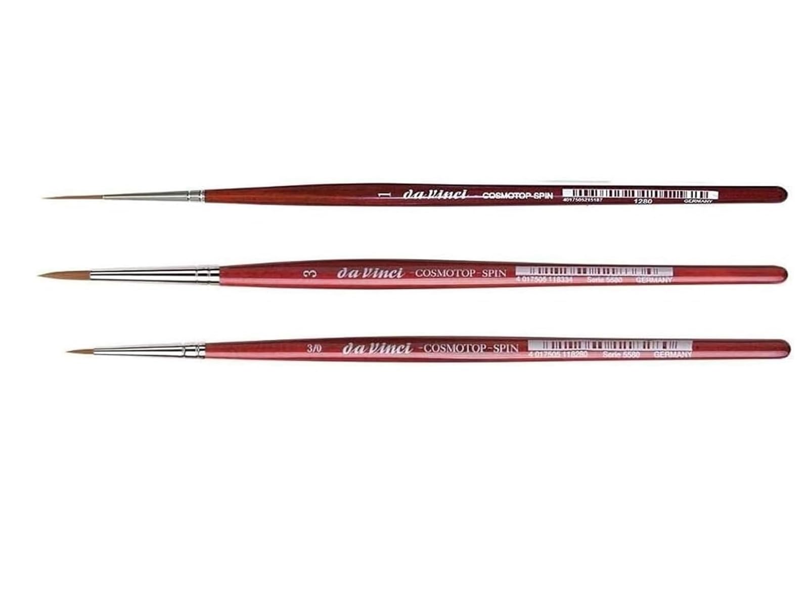 Da Vinci Series 5580 cosmotop Spin Brown synthétiques, n ° 0/3, 3. + Da Vinci 1280 Series Pinceau Rigger en Fibre synthétique, Rouge,NO° 1. fabriqué en Allemagne,