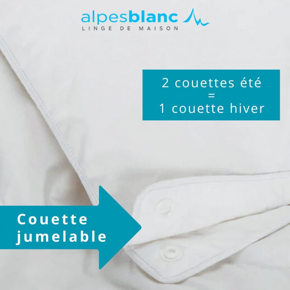 Alpes Blanc - Edredón Natural para 4 Estaciones, de plumón, Acolchado, 220 x 240 cm