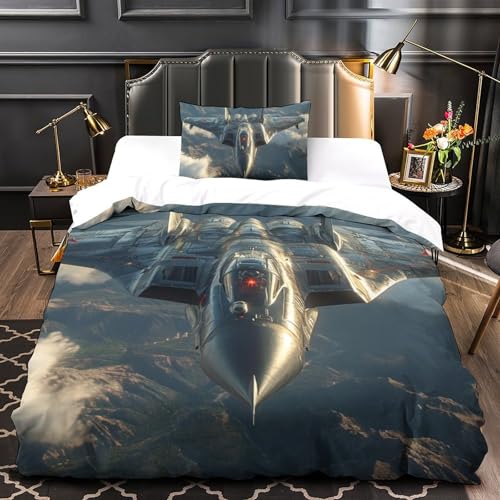 Parure de lit avions de combat 3D microfibre housse de couette single - 4