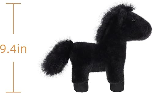 Miniatura 6 de Apricot Lamb Juguetes de peluche negro salvaje caballo caballo de peluche suave perfecto para niños 9.4 pulgadas