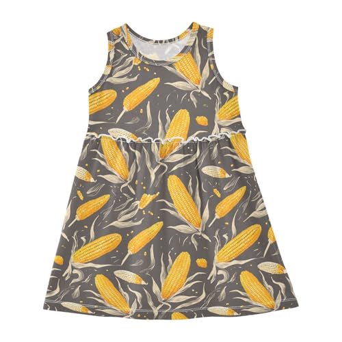 KLL Corn Cobs Beautiful Exotic Toddler Girls Sporty Dress Swing Beach Sundress Comfy Outfits Crew Neck