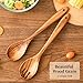 Gudamaye Acacia Wooden Salad Server Set,13 inch Salad Tongs for Serving including Salad Mixing Dinner Fork and Spoon,Long Handle Salad Server Set