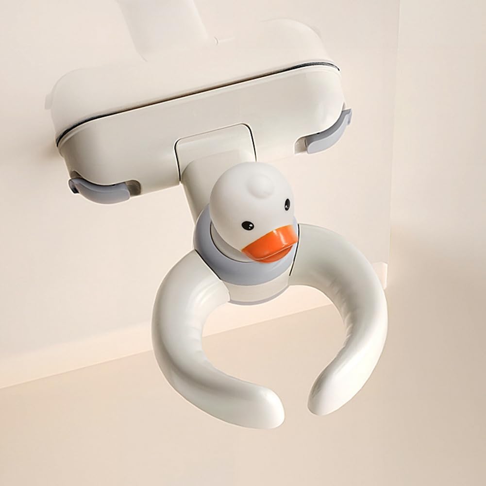 Soporte de Baño para con Pato de Juguete A Presión. Soporte de Baño Interactivo Sin Taladros con Ventosas Antideslizantes y Ajustable.