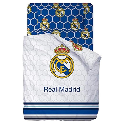 Real Madrid Juego De Sabanas de 3 Piezas Cama 105, Incluye Sábana Bajera, Encimera y Funda de Almohada. RM 182062-105
