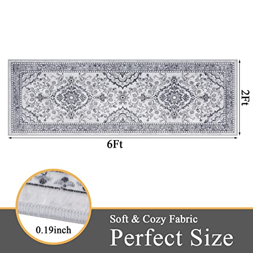 Vaukki Hallway Runner Rug, Traditional Soft Laundry Rug Runner, Non Slip Entryway Runner Mat, Washable Throw Rug Floor Carpet For Bathroom, Entryway, Kitchen And Bedroom (2'X6', Grey) #TOP6
