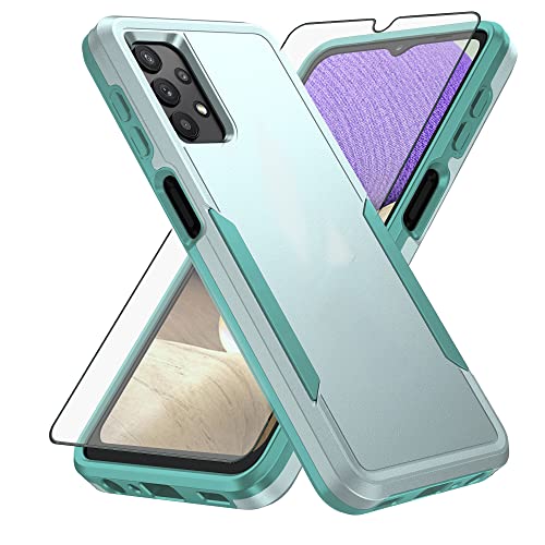 Asuwish Phone Case for Samsung Galaxy A32 4G 6.4 inch with Tempered Glass Screen Protector Cover and Slim Thin Full Body Protective Cell Accessories Glaxay A 32 32A S32 G4 SM-A325M/DS Women Men Green