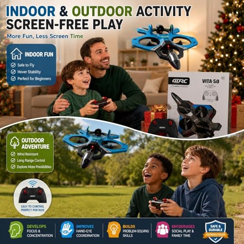 Image of Remote Control Plane Drone for Kids, LED Fighter Jet Flying Toy with 2 Batteries, Easy to Fly RC Airplane for Beginners, Altitude Hold, 360 Flips, Indoor Outdoor Gift, Green