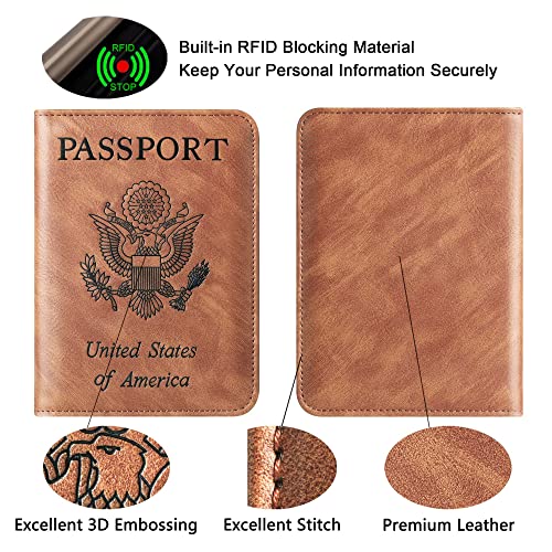 Image of Passport Holder for Travel Essentials, Passport Cover, Rfid Blocking Wallet | Travel Wallet, Leather, Passport Case, Travel Accessories, Vacation Luggage Must Haves, for Men Women