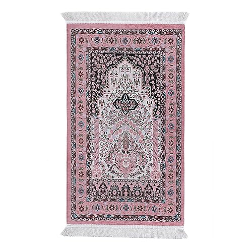 Muslim Prayer Mat - Pink, Thick Islamic Prayer Rug for Ramadan Gifts, Hajj Mubarak
